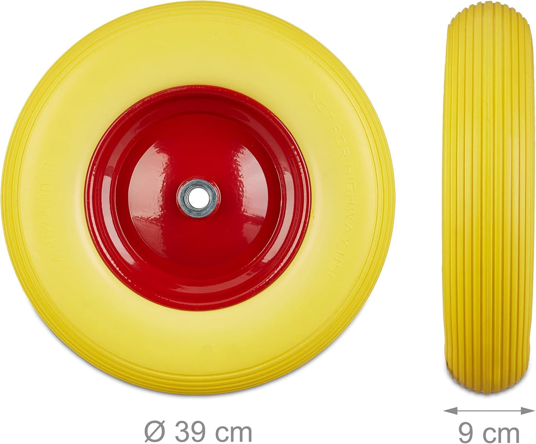 4 x Schubkarrenrad 4.80 4.00-8 im Set, Vollgummireifen u. Stahlfelge, Ersatzrad pannensicher, 100 kg