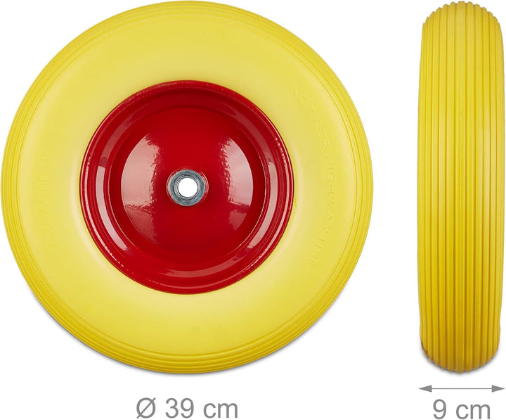 4 x Schubkarrenrad 4.80 4.00-8 im Set, Vollgummireifen u. Stahlfelge, Ersatzrad pannensicher, 100 kg