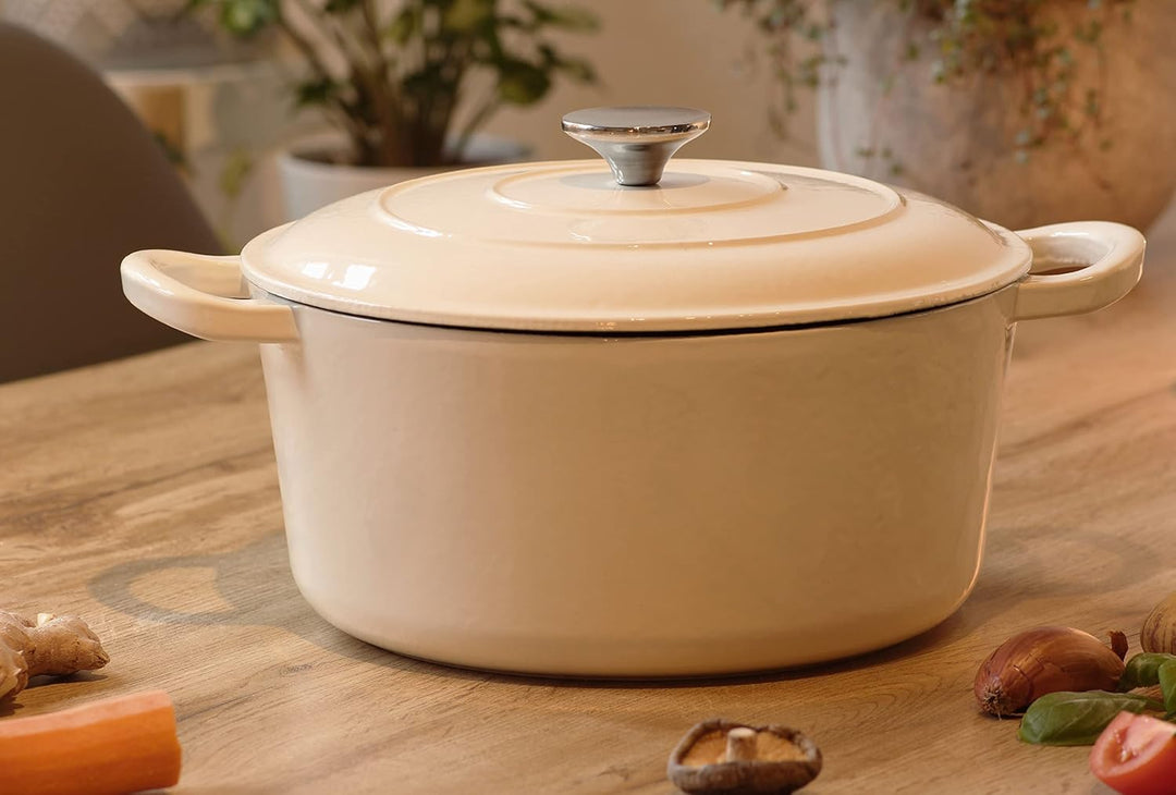 Echtwerk Schmortopf aus Gusseisen mit Emaille-Beschichtung, Gusseisentopf, Bräter mit Deckel, Brotba