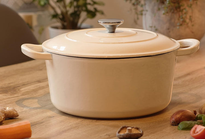 Echtwerk Schmortopf aus Gusseisen mit Emaille-Beschichtung, Gusseisentopf, Bräter mit Deckel, Brotba