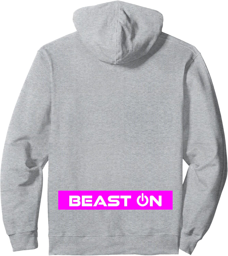 Beast ON Rücken Motiv Fitness Gym Motivation pinke Farbe Pullover Hoodie