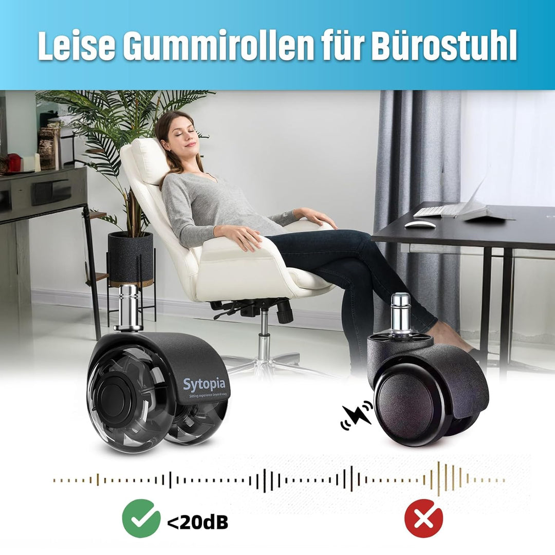 Sytopia Bürostuhl Rollen, 5er Set Rollen für Bürostühle, 11x22mm Hartbodenrollen für Bürostuhl Stuhl