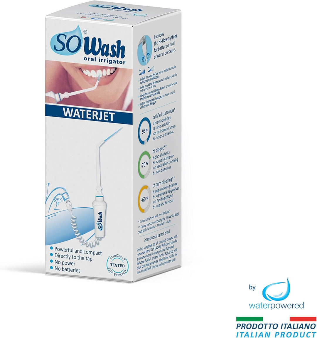 SoWash Munddusche | Waterjet | Verbindet mit dem Wasserhahn | Munddusche ohne Batterien und Strom |I