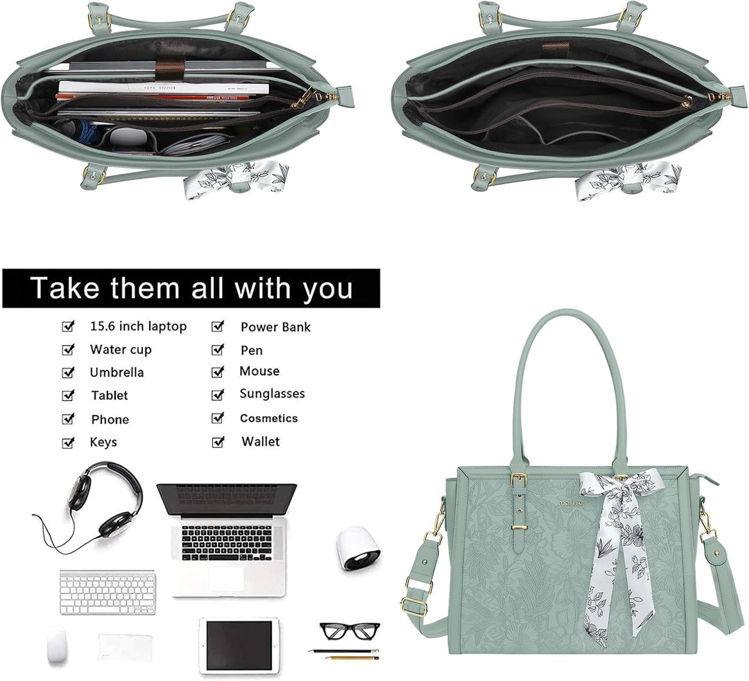 MOSISO Laptop Tasche für Frauen,15,6-16 Zoll PU Leder Tote Bag Kompatibel mit MacBook,HP,Dell,Asus N