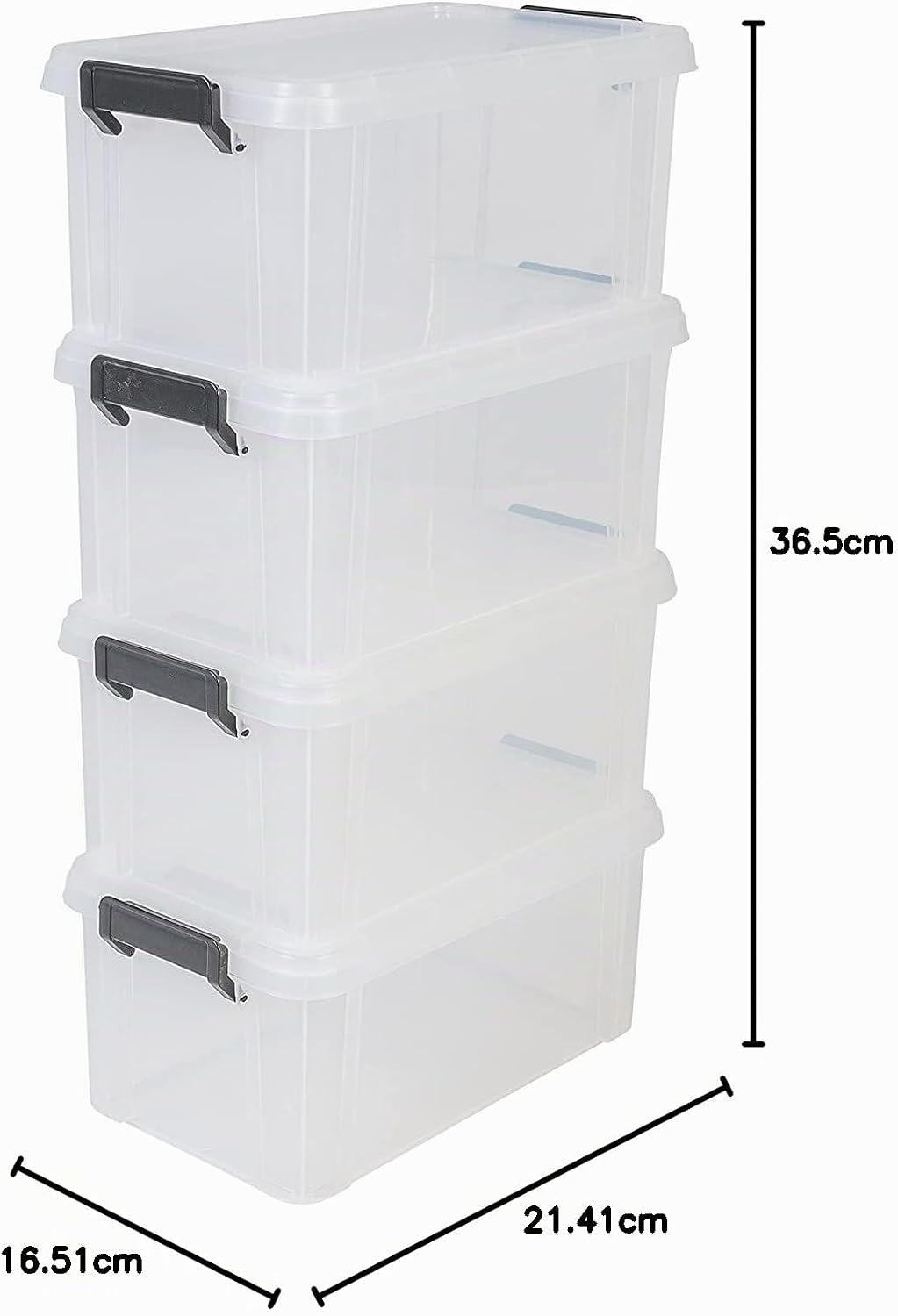 Iris Ohyama, 4er-Set, Aufbewahrungsboxen, 6 L, mit Einrastgriffen, stapelbar, Garage - Multi Box MBX