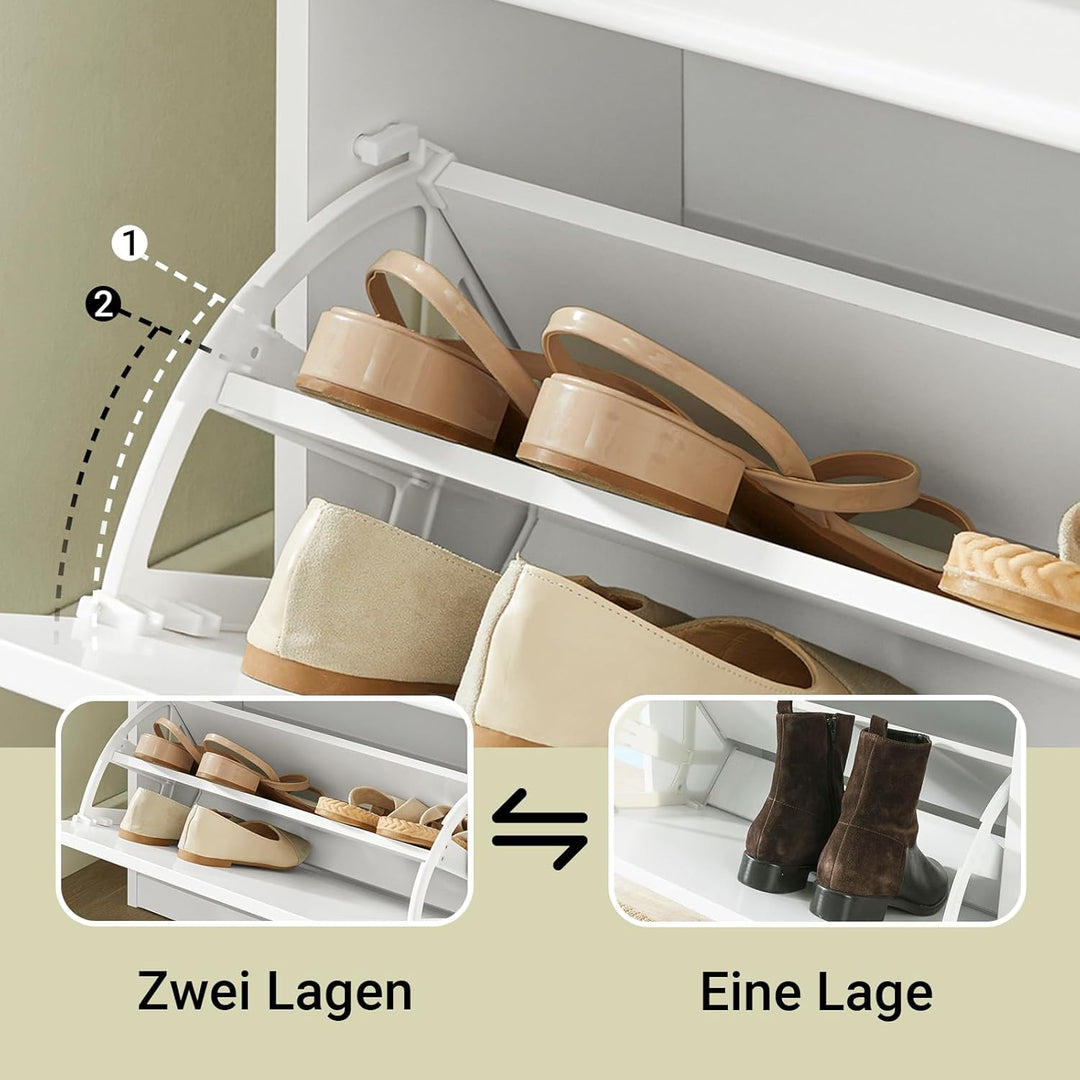 SoBuy Schuhbank mit Sitzfläche Sitzbank mit Stauraum und 2 Klappen, schmaler Schuhschrank mit Sitzba