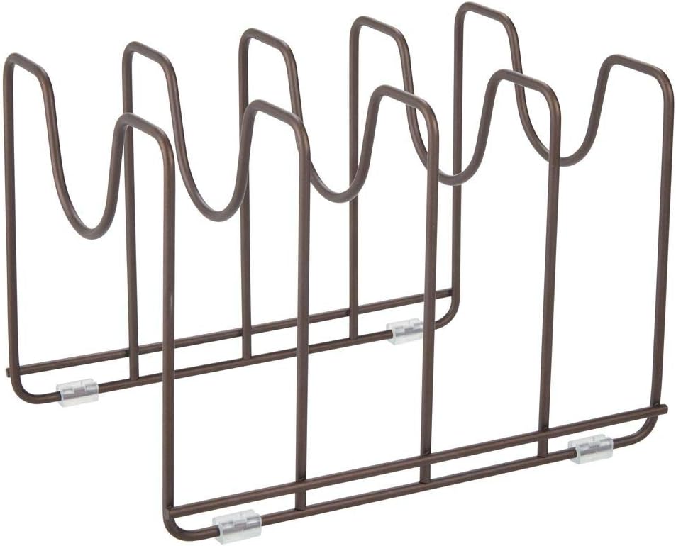 mDesign Geschirrständer für Kochtöpfe, Deckel und Pfannen – kompakter Pfannenhalter für den Küchensc