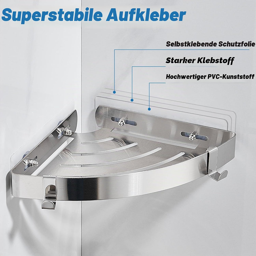 Duschablage ohne Bohren Duschregal Edelstahl Duschkorb Eckregal Ecke Badregal Bad Organizer Badezimm