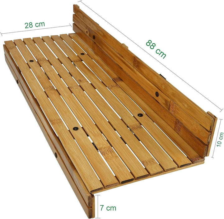 DE-COmmerce Balkonhängetisch aus Bambus Balkon Geländer Balkontisch Hängetisch Balkonbar (LxBxH) 88x