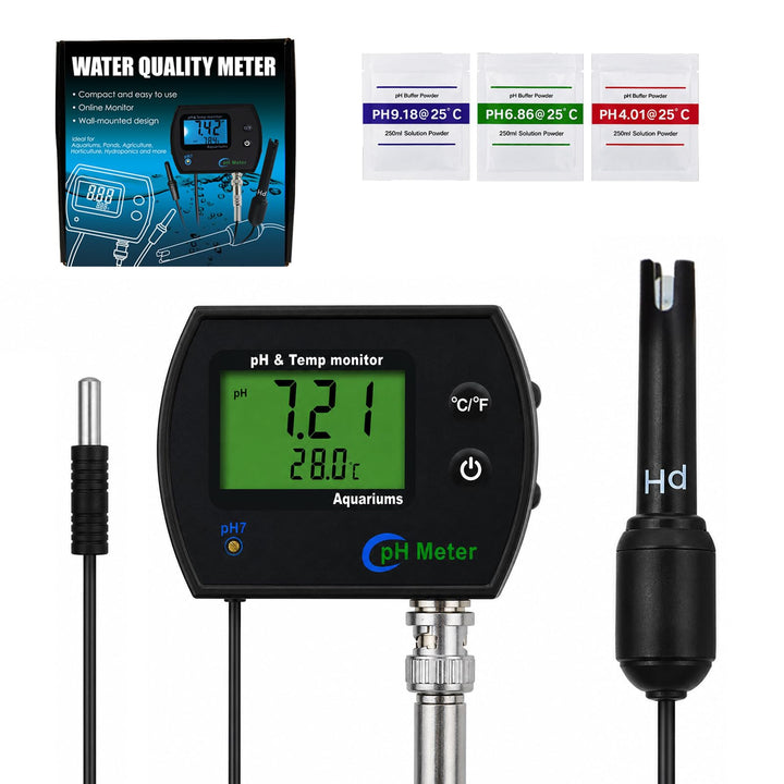PH Messgerät 2 in 1 Temperatur Digitaler PH Tester, pH-Meter mit ATC, Wasserqualität Tester mit LCD,