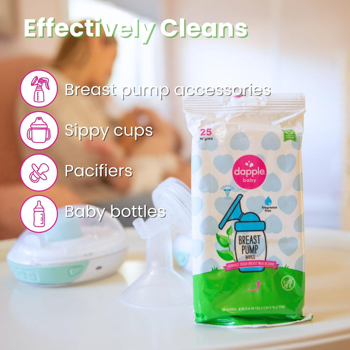 Dapple Baby Milchpumpentücher 25 Stück, parfümfrei, pflanzlich und hypoallergen, entfernt Milchrücks