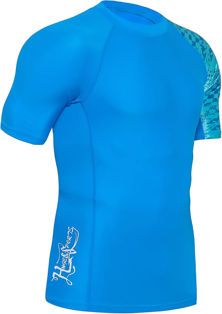 HUGE SPORTS Schwimmshirt Badeshirt Rashguard-Shirts Herren Kurzarm UPF 50+ | UV Sonnenschutz Elastis