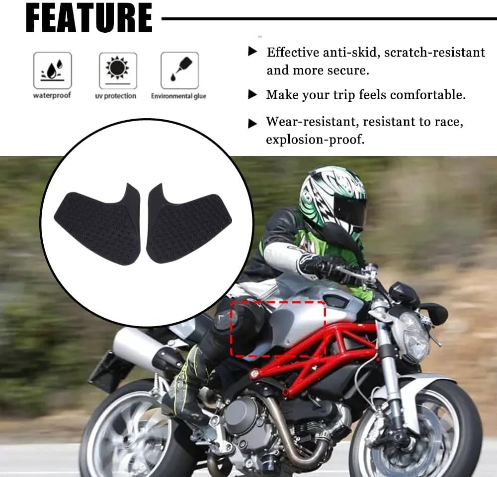 For Motorrad Tankpad Grip Ducati Monster 750-Tankpad Motorrad Traktionspad Tank Traction Pad Knie Gr