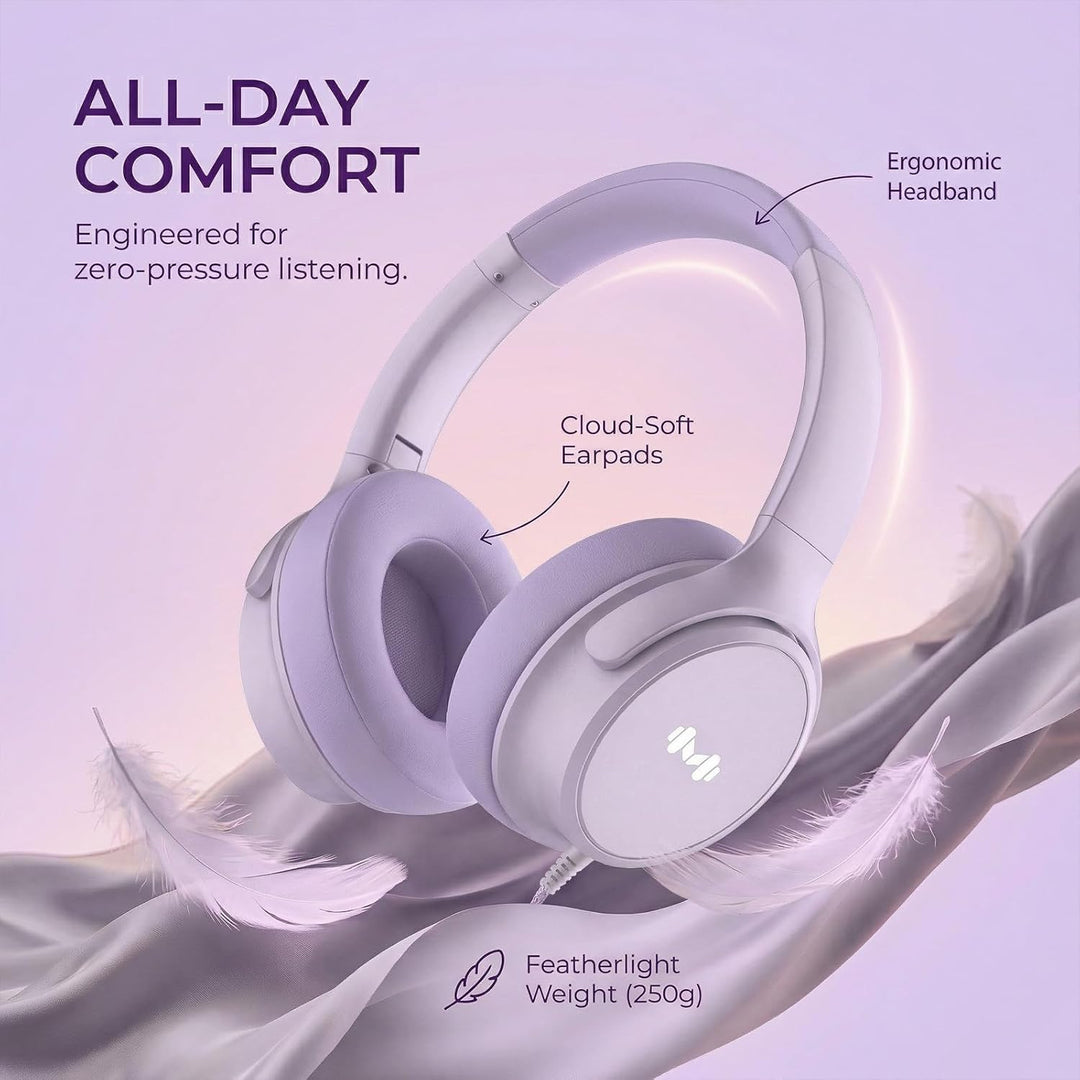 Over-Ear Kopfhörer: Faltbar mit Mikrofon & In-Line Steuerung – 3,5mm Klinke + USB-C Adapter – Weiche