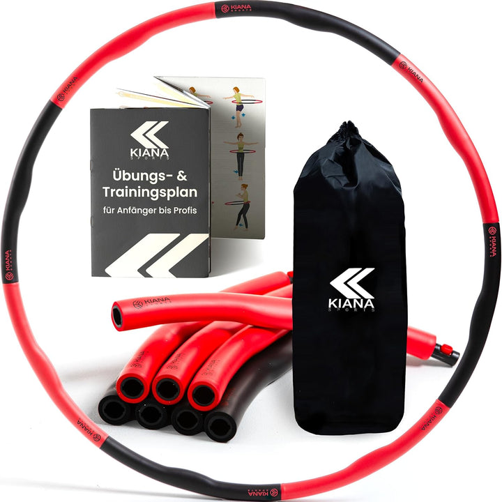 KIANA SPORTS® Hula Hoop Reifen Erwachsene inkl. Tasche und Übungsplan [1,2 kg] - Stabiler Hoola Hoop