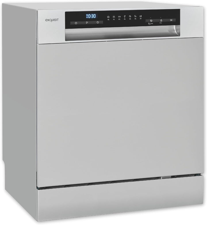 Exquisit Tischgeschirrspüler GSP508-030D silber | Spülmaschine 55 cm freistehend | Kleiner Geschirrs