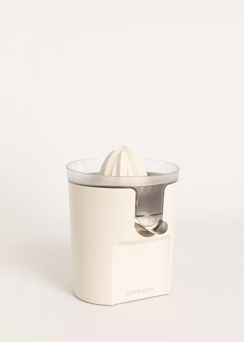 CREATE/JUICER STUDIO/Elektrische Zitruspresse in Cremeweiss/Spritzfrei, 230ml Behälter, Fruchtfleisc