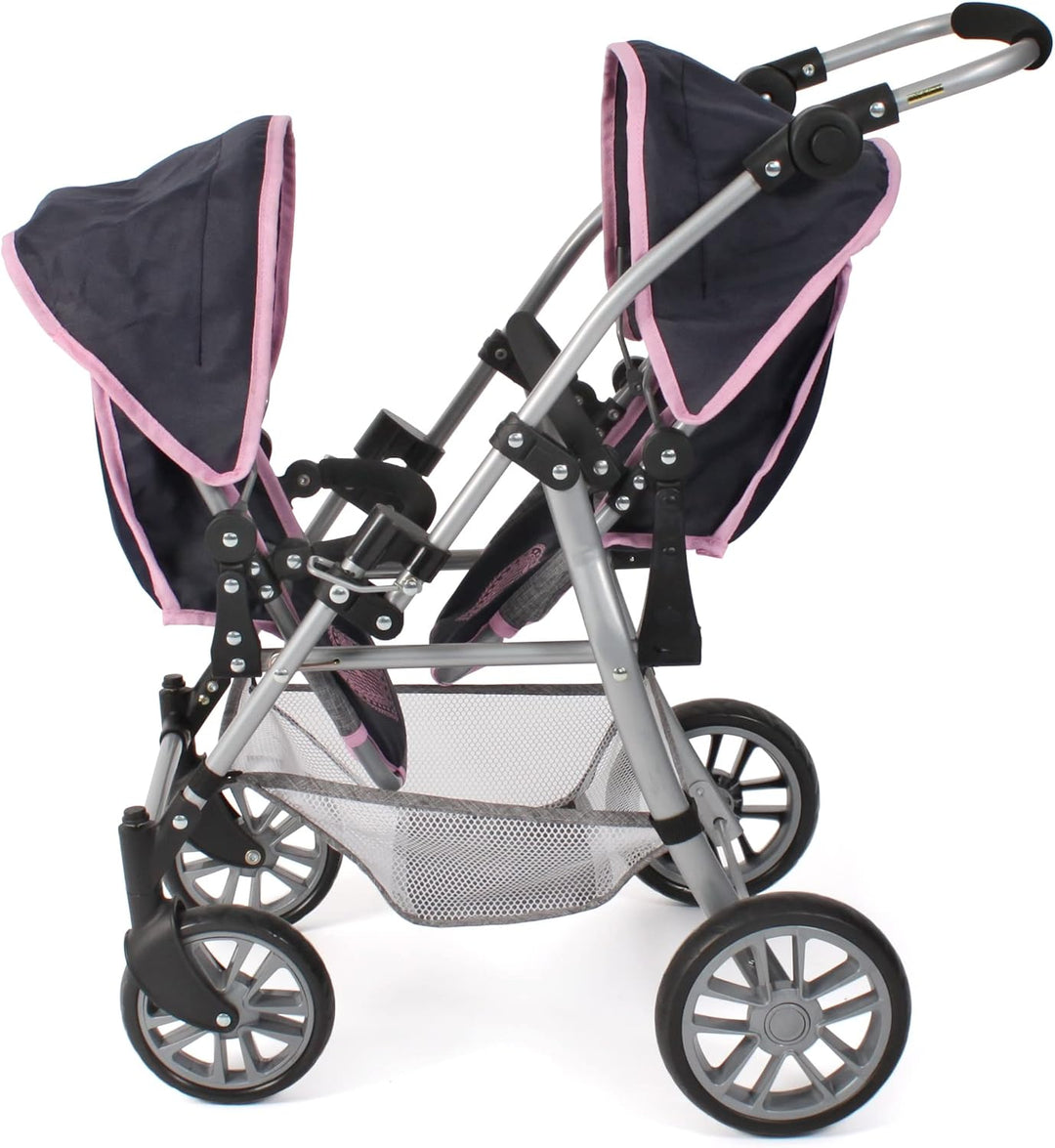 Bayer Chic 2000 - Puppenwagen Twinny, Zwillingspuppenwagen für Zwei Puppen, Zwillingsbuggy für Kinde