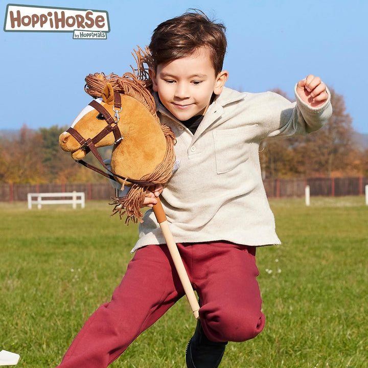 HOPPIHORSE Steckenpferd mit Trense - A4 - Hobby Horse mit Zügeln, Schultergurt, Schweif - hochwertig