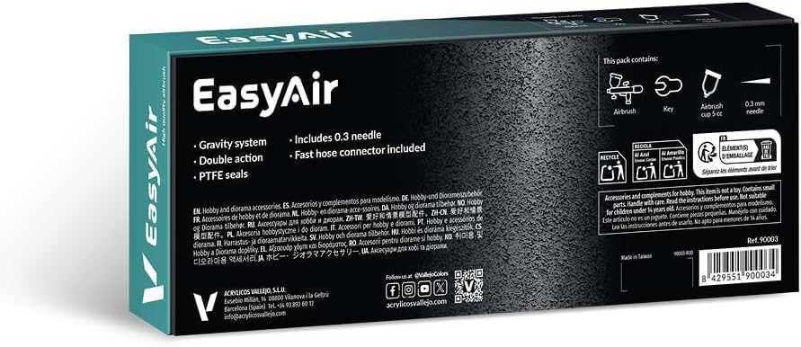 Vallejo EasyAir Airbrush mit doppelter Wirkung, ideal für Modellbau und Airbrush, schwimmende Düse 0