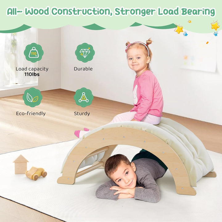 klettergerüst Indoor,Montessori Klettersetmit Kissen,Indoor-Spielplatz-Klettergerüste, 2 Kombination