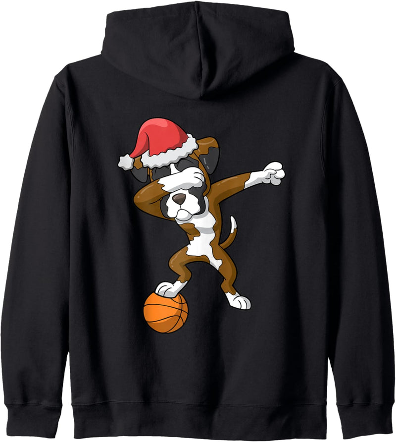 Basketball Dabbing Santa Boxer Dog Christmas Sports Gift Kapuzenjacke