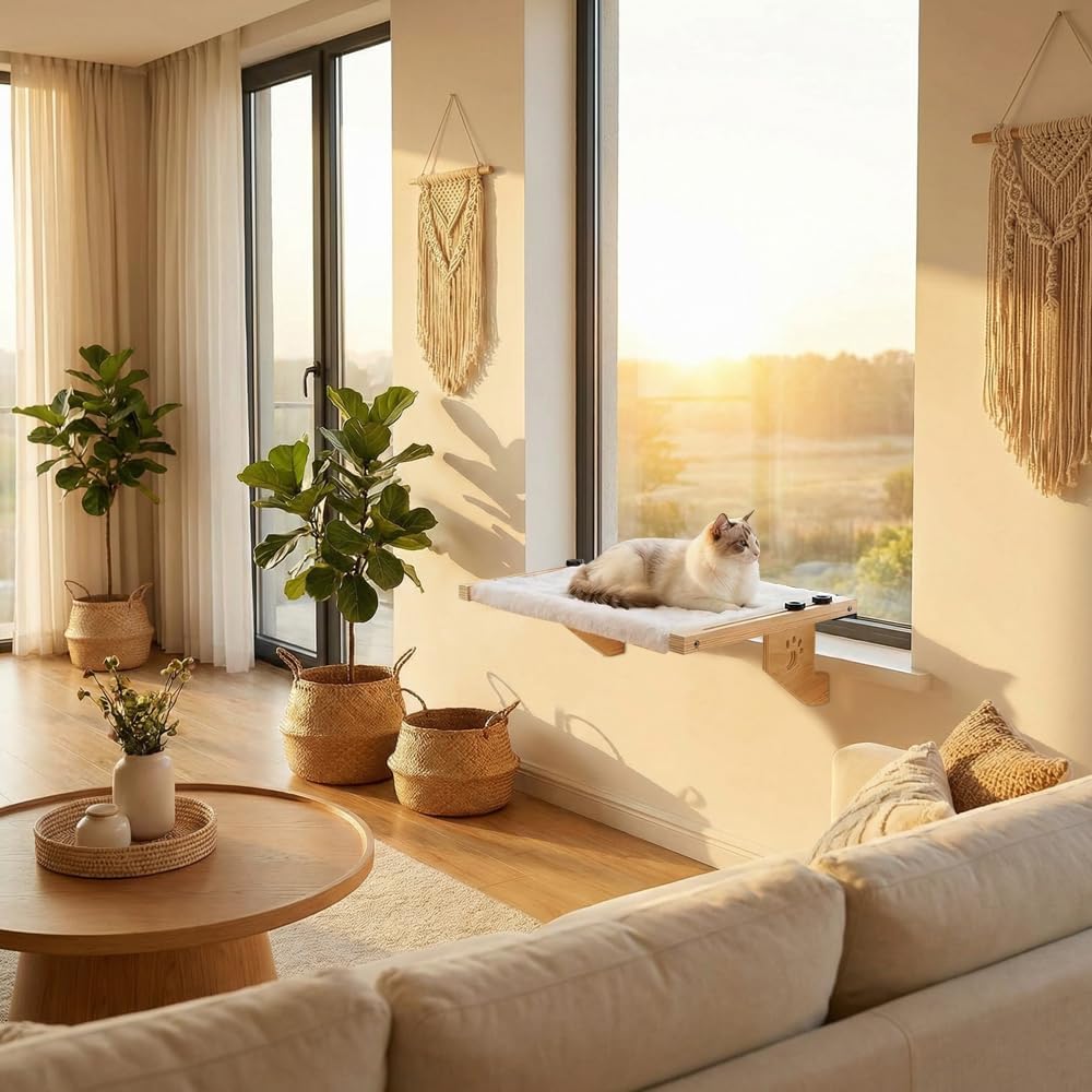 Heizungsliege Hängende Katzenhängematte, Katzen Fensterliege mit Montagezubehör Balkon Katzenbett We