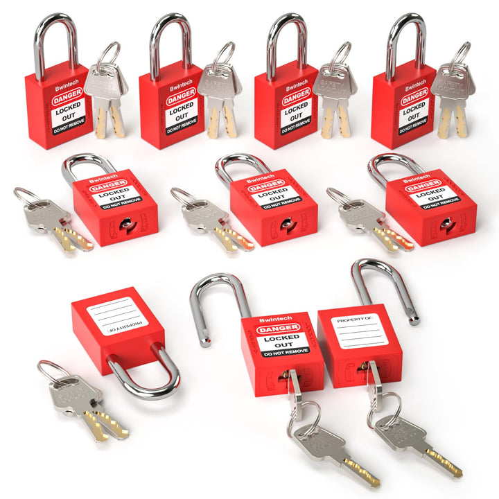 Bwintech 10 Stück 38MM verschlüsselt verschiedene rote Sicherheitsvorhängeschloss Lockout Tagout Sch