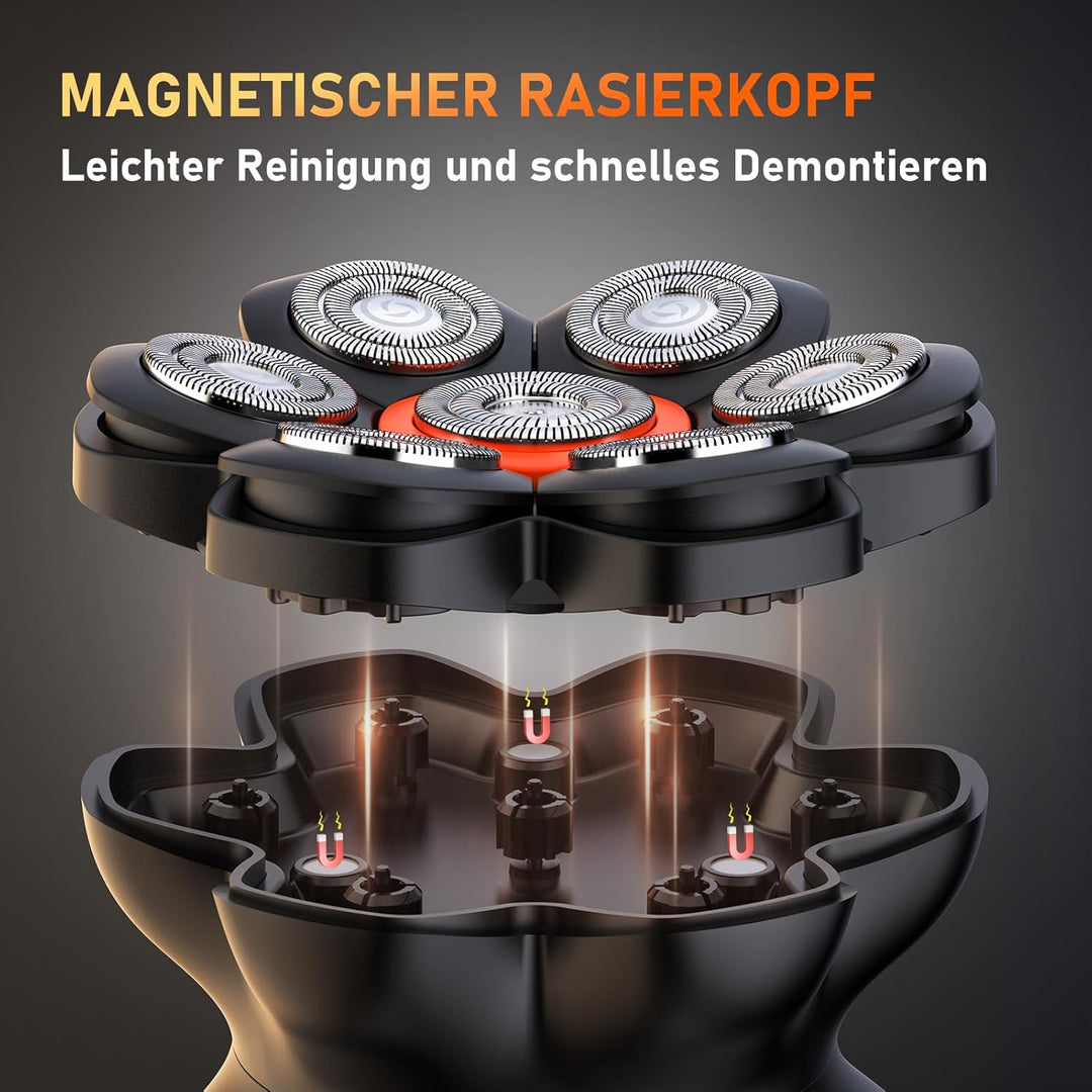 Maxgroom Glatzen Rasierer Herren, 7D Flexibler Glatzenrasierer, Wasserdichter Kopfrasierer Glatze mi