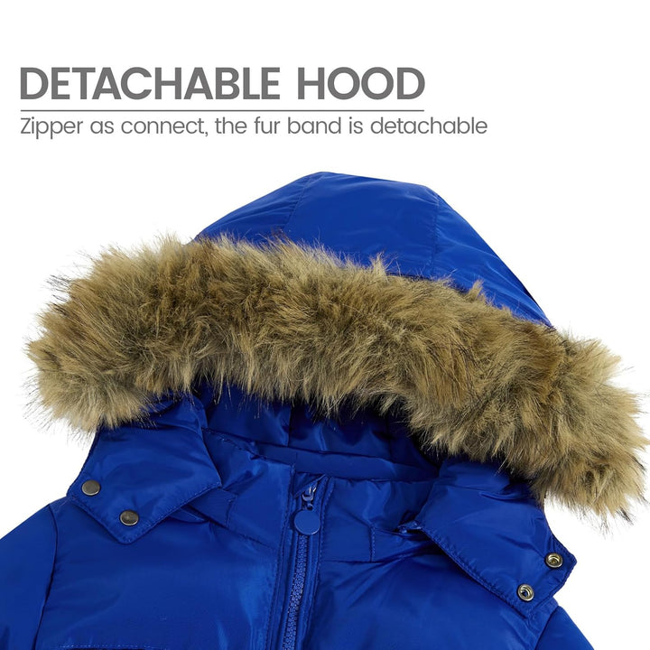 Baby Mädchen Jungen Daunenjacke Schneeanzug mit Künstliches Fell Kaputze Bekleidungsset Kleinkind Ve