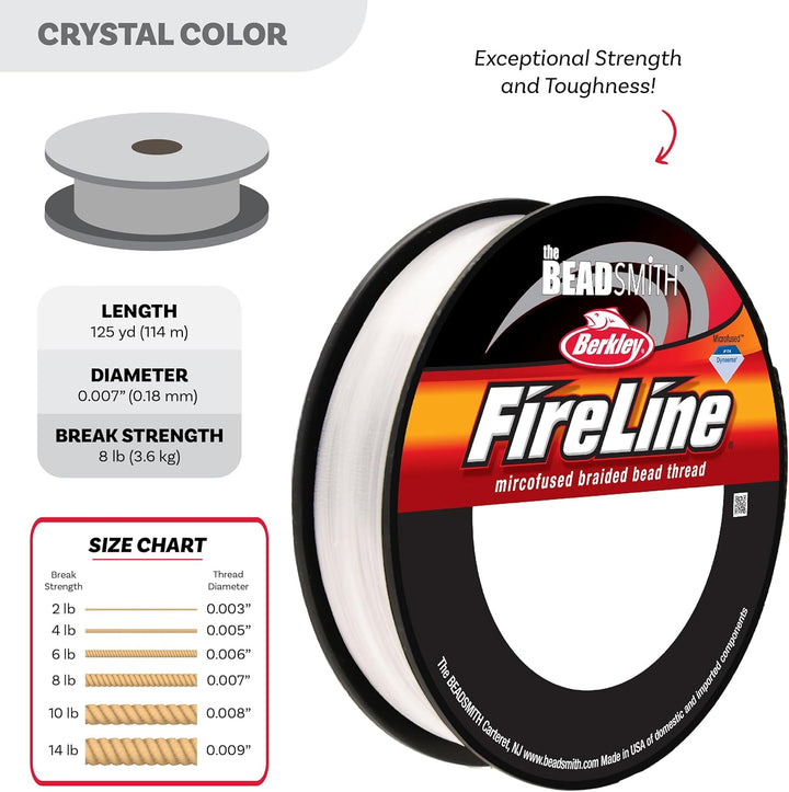 8Lb Fireline Crystal Pre Waxed Beading Thread .007In 0.17mm Diameter 125 Yard