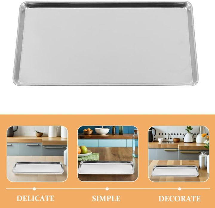 ULTECHNOVO Edelstahl Snackteller Rechteckig 34,5x21,5cm Poliert für Restaurant Zuhause Kalte Nudelpl