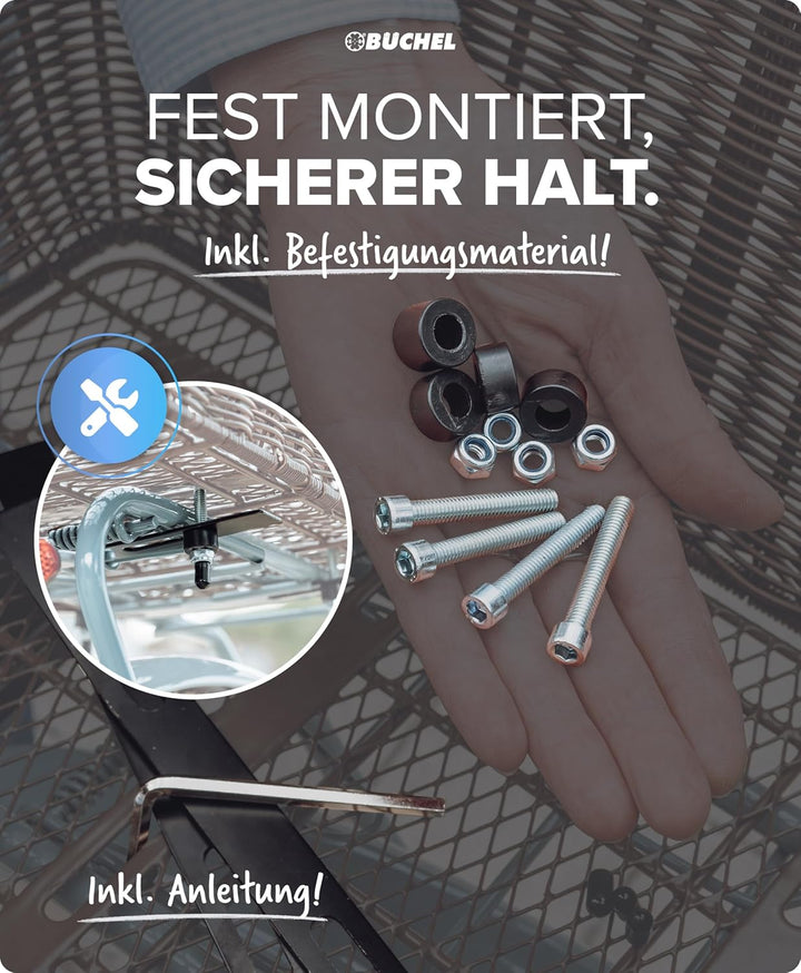 Büchel Fahrradkorb hinten aus hochwertigem Polyrattan I Fahrrad Korb für hinten inkl. Befestigungsma