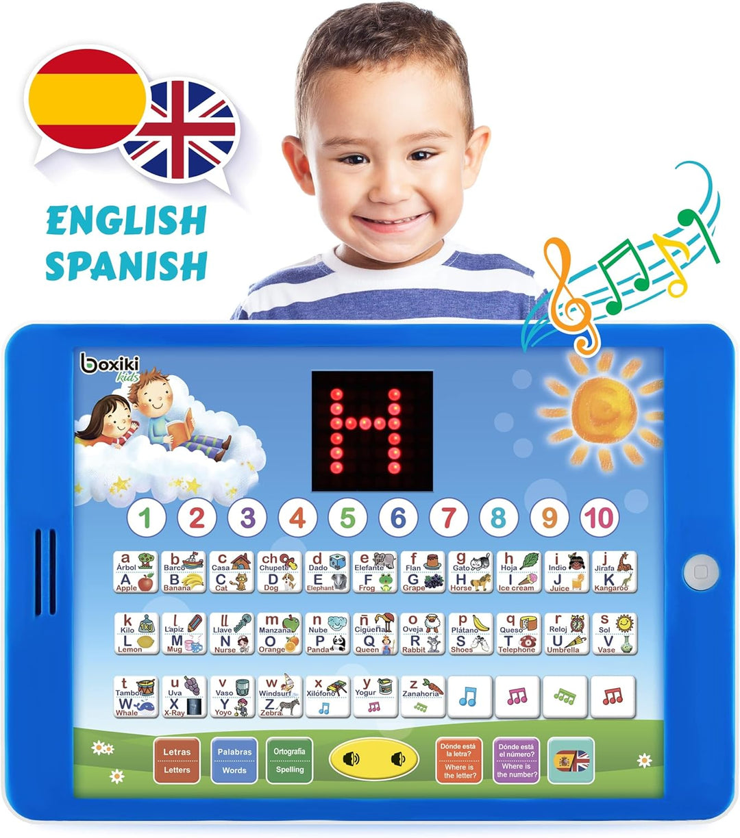 Spanisch-Englisch Lernen zweisprachiges Tablet-Lernspielzeug mit LED-Bildschirmanzeige. Lernen Sie S