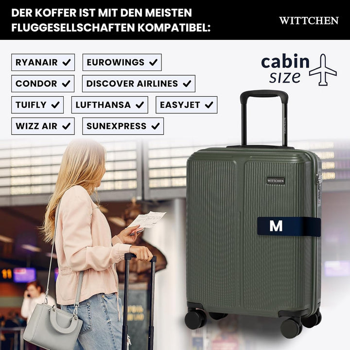 WITTCHEN Stripes Line | Kabinenkoffer 55 × 39 × 20 cm (M) | Hartschale ABS handgepäck Koffer 36 l, 4