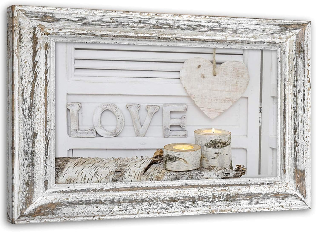 Feeby Bild auf Vlies Leinwand Holz Illusion Rahmen 90x60 cm Kunstdruck Modern Wandbilder Deko Flur W