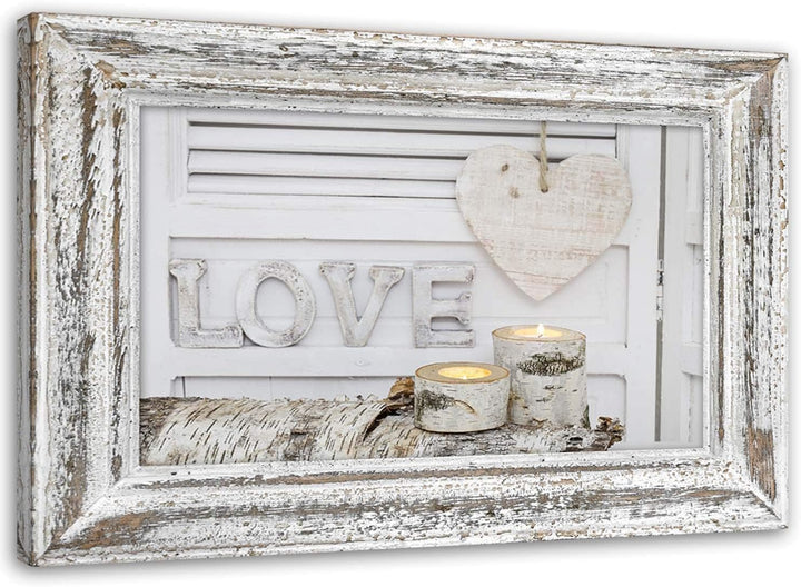 Feeby Bild auf Vlies Leinwand Holz Illusion Rahmen 90x60 cm Kunstdruck Modern Wandbilder Deko Flur W