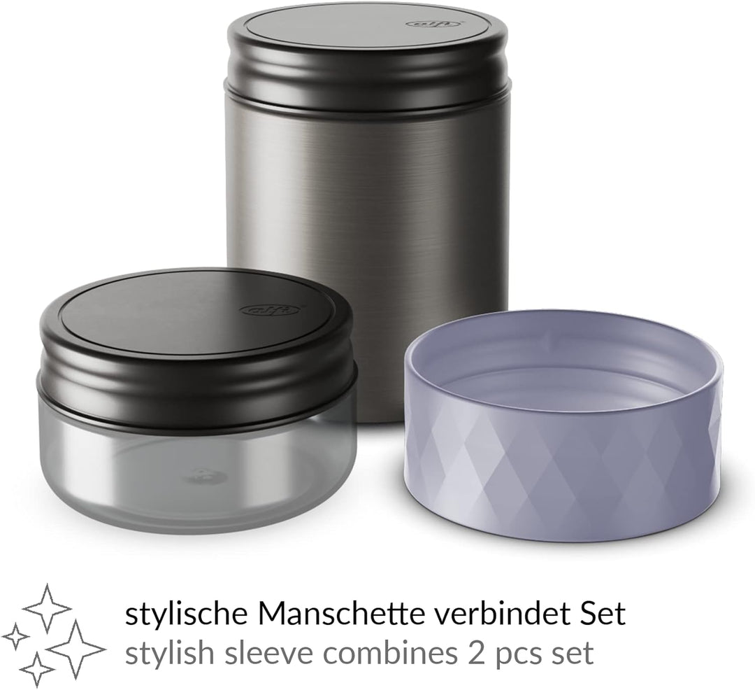 alfi ENDLESS FOOD MUG 500ml, lavender, Thermobehälter für Essen Edelstahl mit Snackpot, 3-teilig, Is