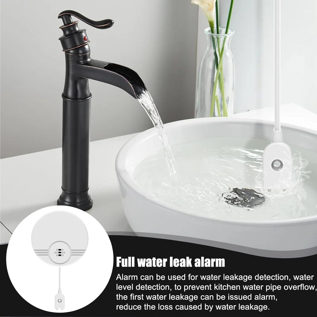 2er Pack Wassermelder: Wasseralarm, Wassersensor Wasserdetektor, 135 dB Wasserwächter Wasser Alarm,