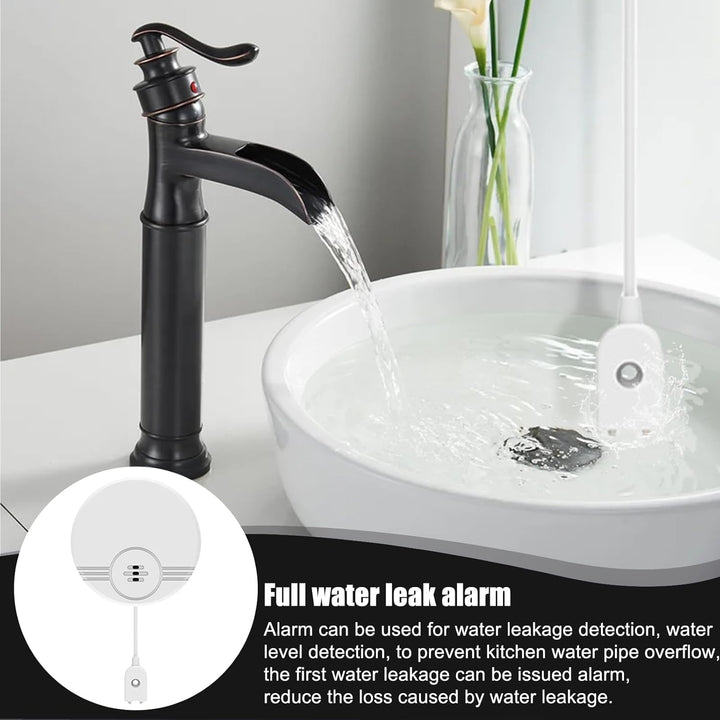 2er Pack Wassermelder: Wasseralarm, Wassersensor Wasserdetektor, 135 dB Wasserwächter Wasser Alarm,