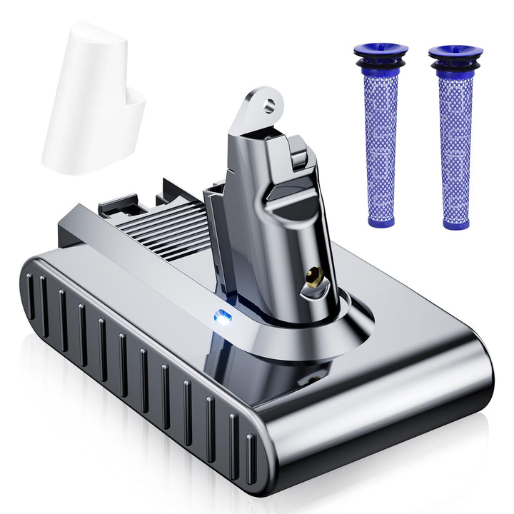 V6 Ersatzakku für Dyson V6 Akku Handstaubsauger mit 2 Filtern | Kompatibel mit DC62 DC58 DC59 DC61 D