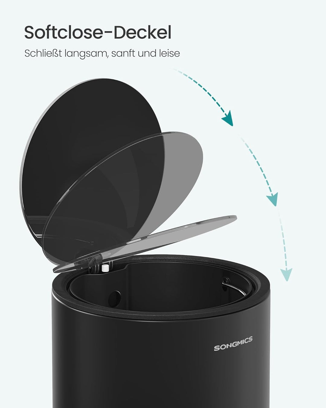 SONGMICS Kosmetikeimer, 6 Liter, Mülleimer Bad, Kleiner Abfalleimer mit Deckel, Softclose, herausneh
