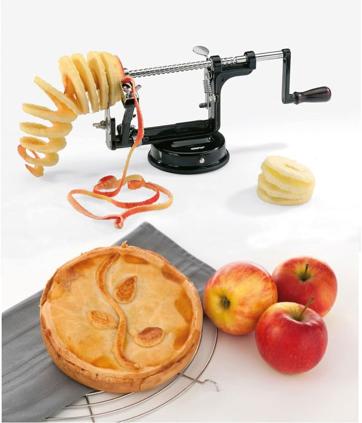 Gefu Apfelschäler, schneider und -entkerner 3 in 1 Delicio mit Kurbel aus hochwertigem Edelstahl