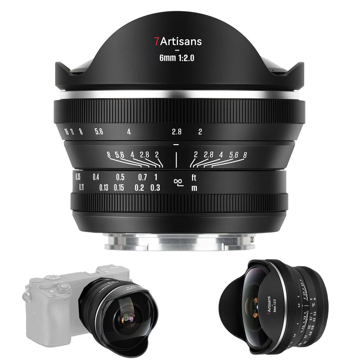 7artisans 6mm F2.0 für E-Mount APS-C-Fischaugen-Ultraweitwinkel-Kameraobjektiv,manueller Fokus,220°-