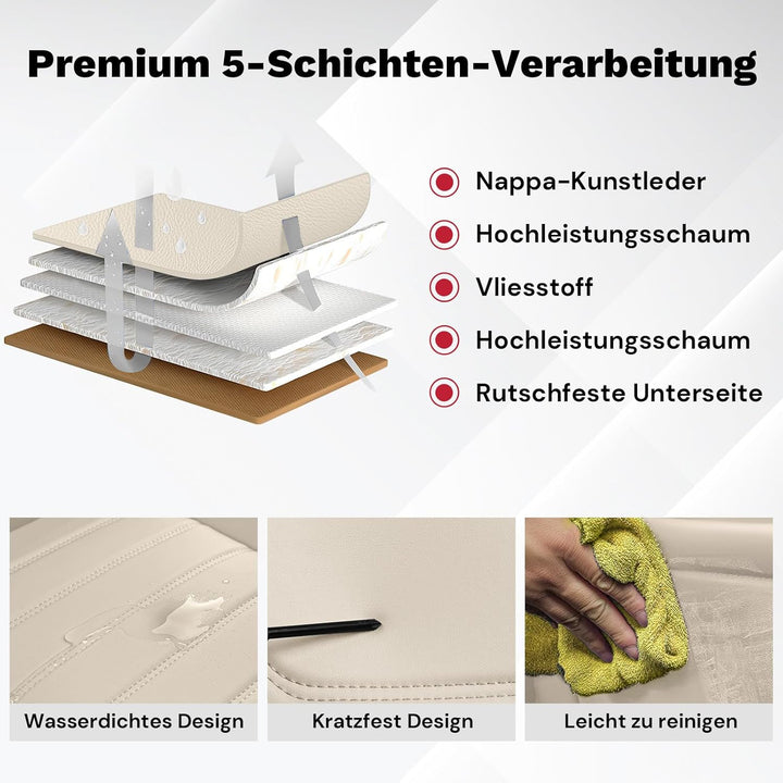 AutoSitzbezüge Leder für Nissan Qashqai 2007-2026, Beige | Nappa Leder Auto Sitzbezug 5 Stück, Wasse