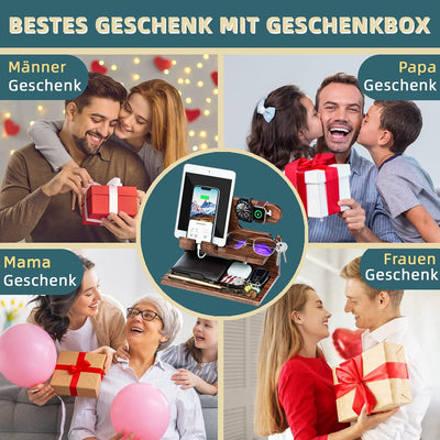 Weihnachtsgeschenke für Männer Schreibtisch Organizer Holz, Geschenke für Ihn Papa Bruder Weihnachte