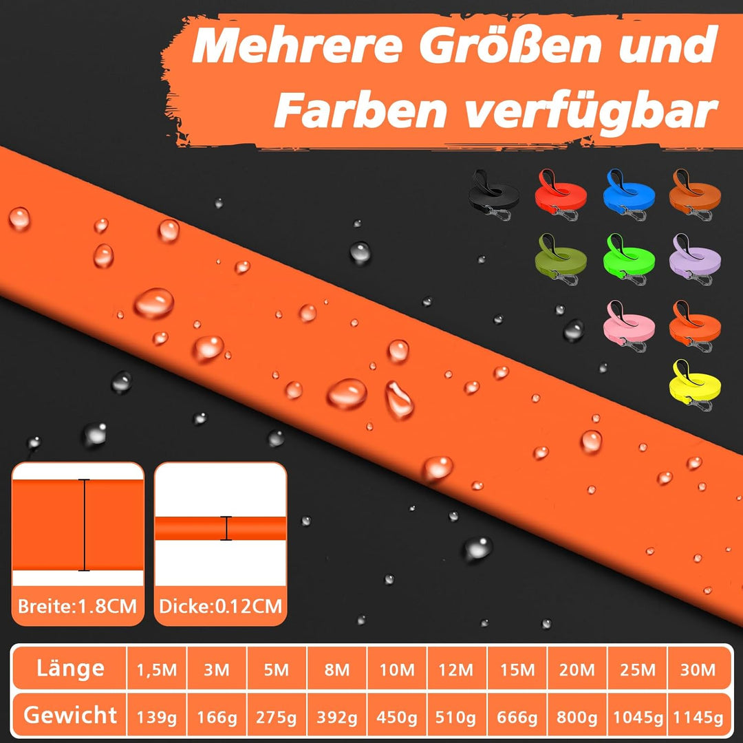 X XBEN Wasserdicht Schleppleine für Hunde, 20M Gummierte Schleppleine mit Abschliessbarer Karabine,