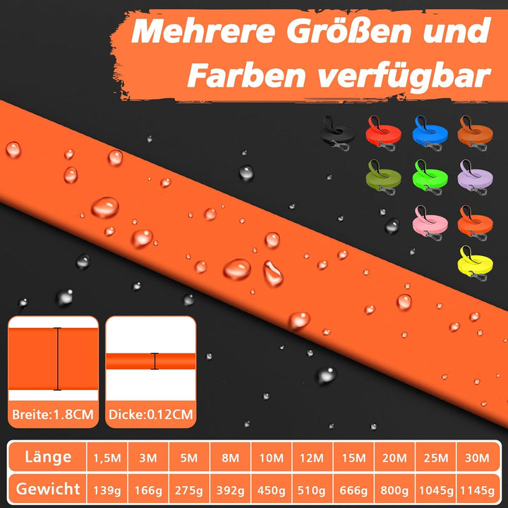 X XBEN Wasserdicht Schleppleine für Hunde, 20M Gummierte Schleppleine mit Abschliessbarer Karabine,