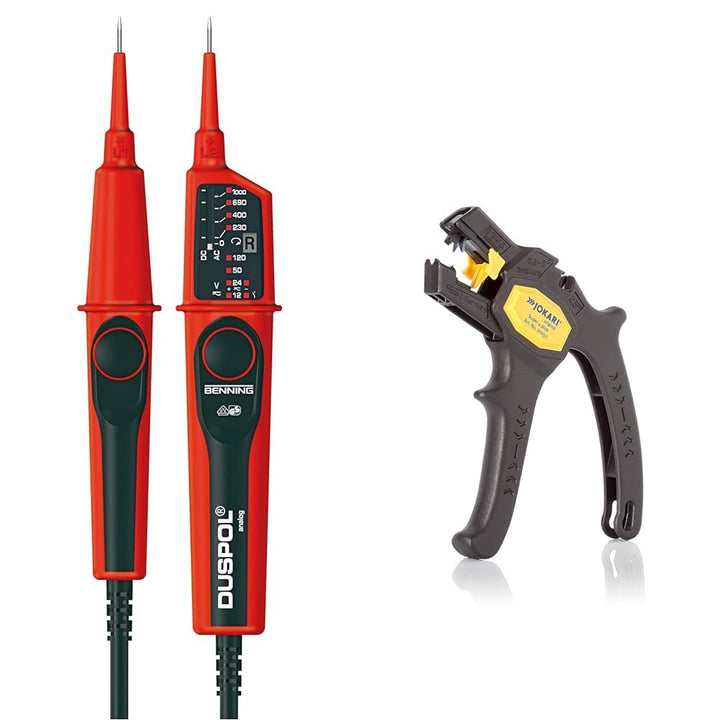Benning Duspol - Analoger Spannungsprüfer, 050261 & JOKARI 20050 Abisolierzange Super 4 plus Bundle