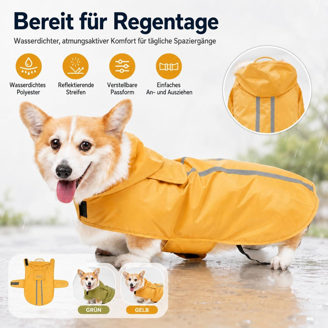 Regenmantel Hund, Hunderegenmantel Wasserdicht Reflektierende Jacke Für Haustiermäntel, Regenjacke H